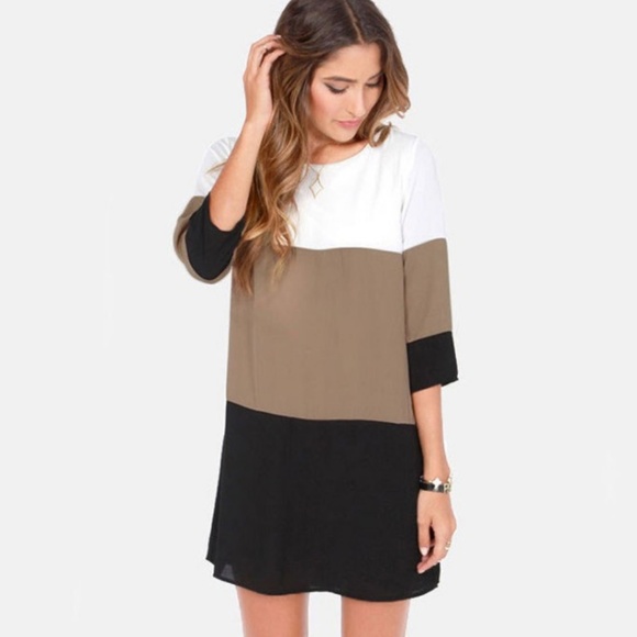 Classic tricolor 1/2 sleeve mini dress - Picture 2 of 7